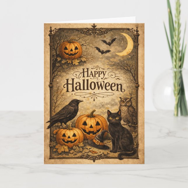 Carte Vintage Ornate Halloween (Devant)