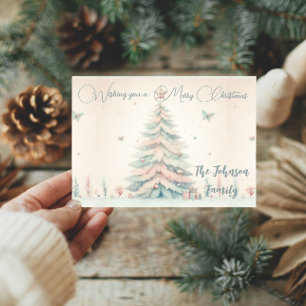 Carte Vintage pâle Joyeux Noël accueil personnalisé