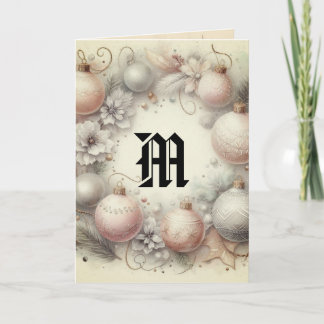 Carte Vintage Pastel Watercolor Christmas Ornaments 