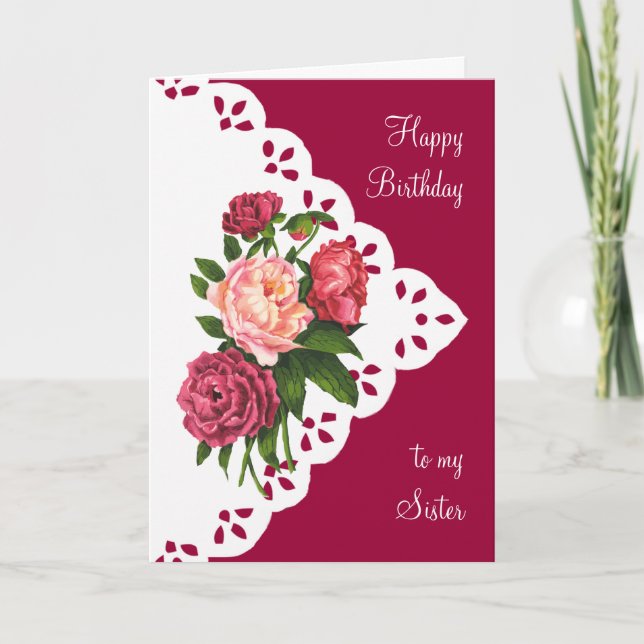 Carte Vintage Peony Flower Scripture Verset (Devant)