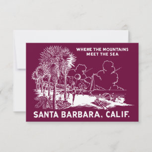 Carte Vintage Père Noël Barabara Californie