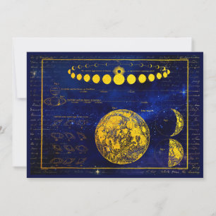 Carte Vintage Phases of the Moon Saturn Jupiter Venus