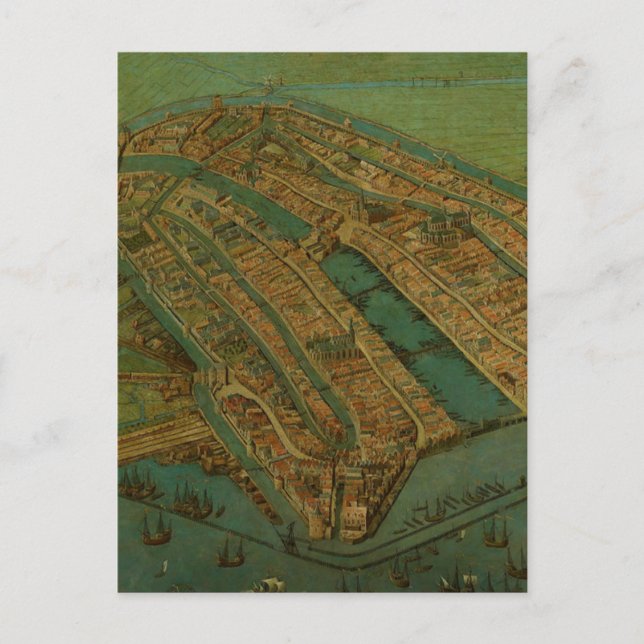 Carte vintage Pictorial d'Amsterdam (1538) (Devant)