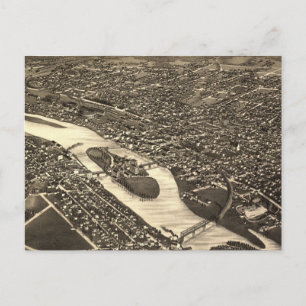 Carte vintage Pictorielle d'Aurora Illinois (1882)