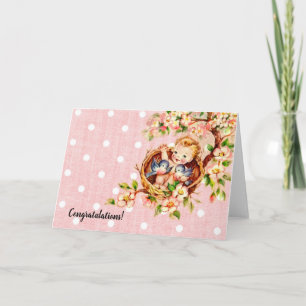 Carte Vintage Pink Félicitations Baby Card