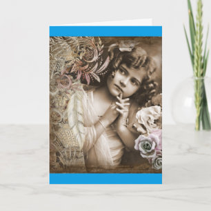 Carte Vintage Pondering Girl