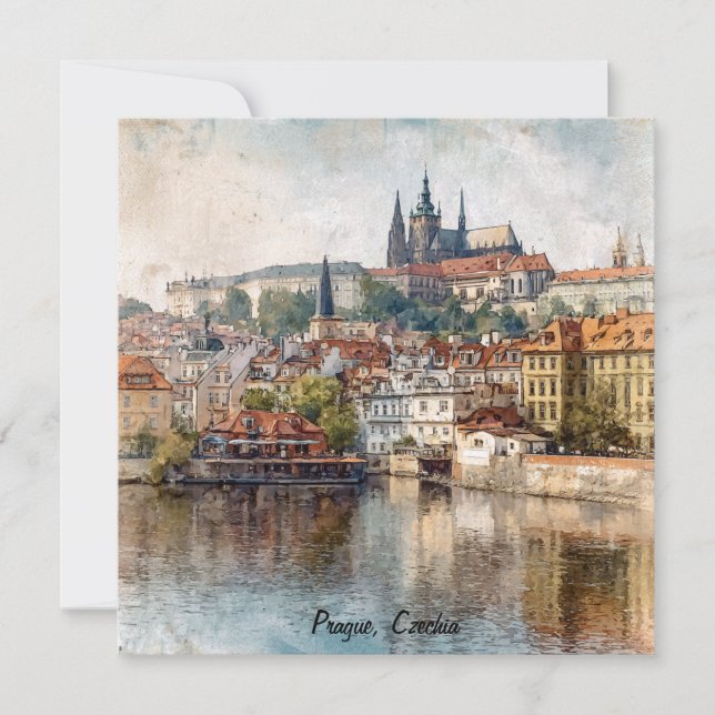 Carte Vintage Prague Czechia City Painting  (Devant)