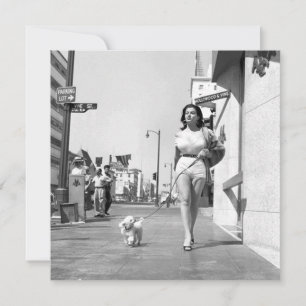 Carte vintage "Prendre le chien pour une promenade