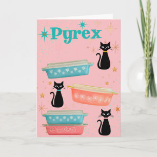 Carte Vintage Pyrex Love RetroChats noirs du milieu du s