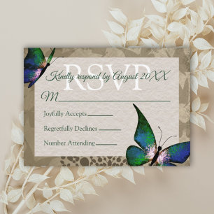 Carte vintage Quinceañera RSVP Papillon vert
