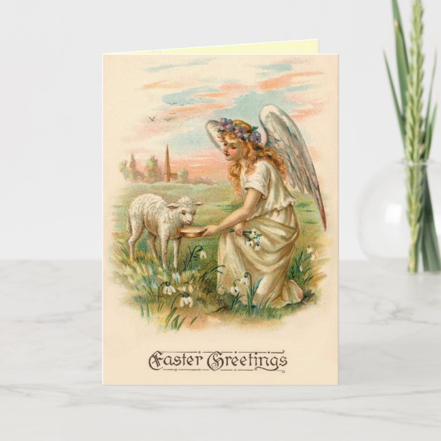 Carte vintage religieuse d'ange de Pâques (Devant)