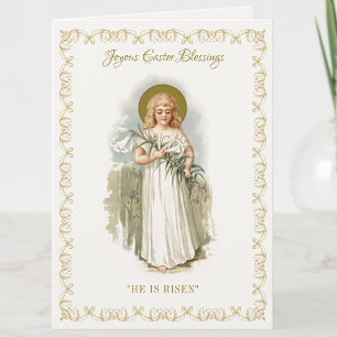 Carte Vintage religieux Bonne Vierge de Pâques Marie Pas