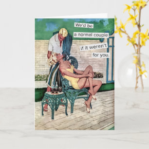 Carte Vintage Retro banlieue Couple Funny