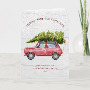 Carte vintage Retro Car Tree