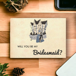 Carte vintage Retro Design Couple Chic Bridesmaid