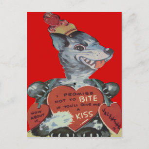 Carte vintage Retro Funny Wolf Valentine