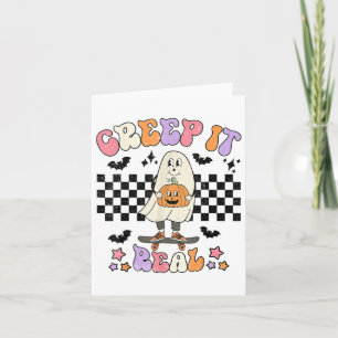 Carte Vintage Retro Halloween Creep It Real Ghost Boy Fa