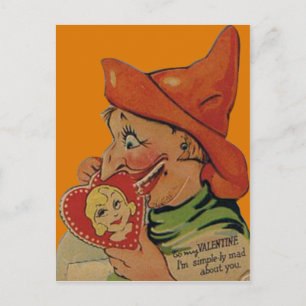 Carte vintage Retro Halloween Witch Valentine