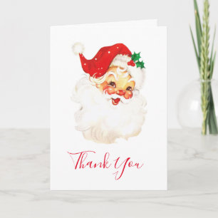 Carte Vintage Retro Jolly Vieux Père Noël Merci