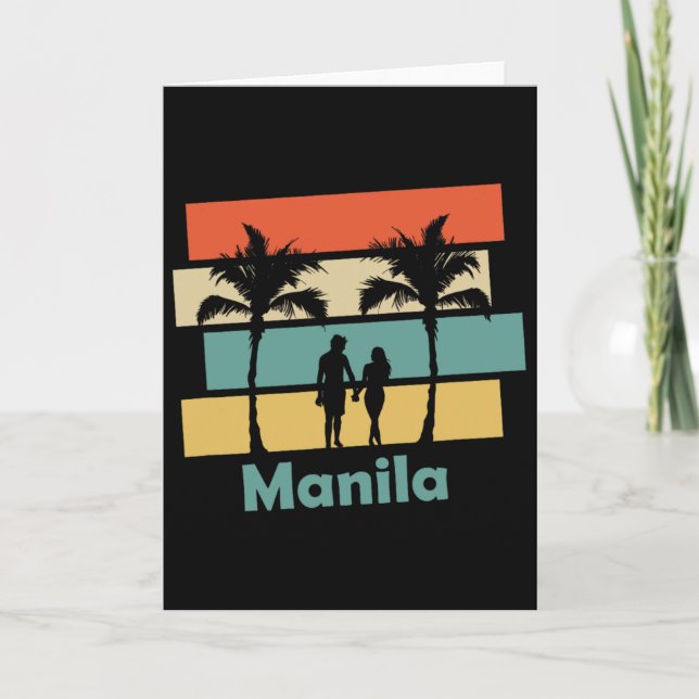 Carte Vintage Retro Manila Philippines Vacation  (Devant)