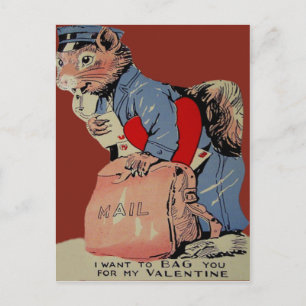 Carte vintage Retro Squirrel Mailman Valentine