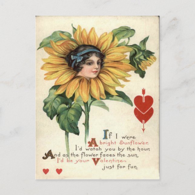 Carte vintage Retro Sunflower Valentine (Devant)