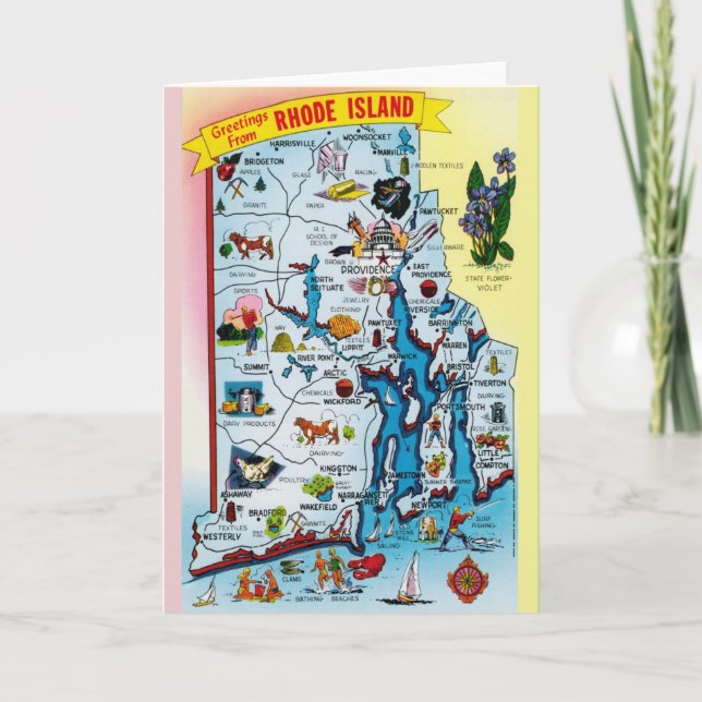 Carte vintage Rhode Island (Devant)