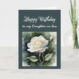 Carte Vintage Rose blanche belle-fille Anniversaire
