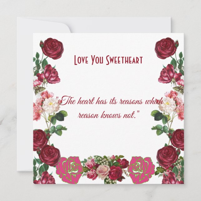 Carte Vintage Rustique Rose personnalisée (Devant)