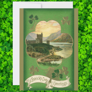 Carte Vintage Saint-Patricks Jour Salutations Shamrock C