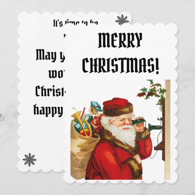 Carte vintage santa retro happy christmas (Devant / Derrière)