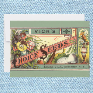 Carte Vintage Seed Packet Étiquette Art, Vick's Choice S