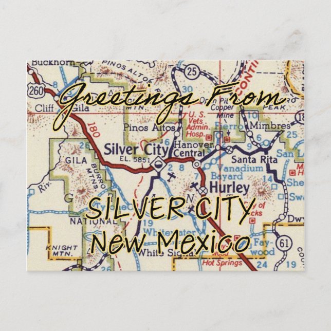Carte Vintage Silver City NM (Devant)