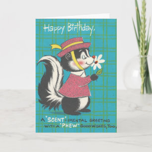 Carte Vintage Skunk Joyeux Anniversaire