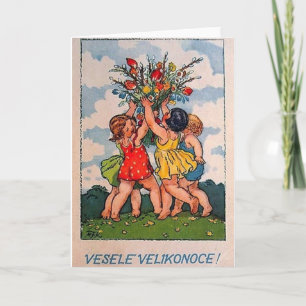 Carte vintage slovaque/de Tchèque Pâques