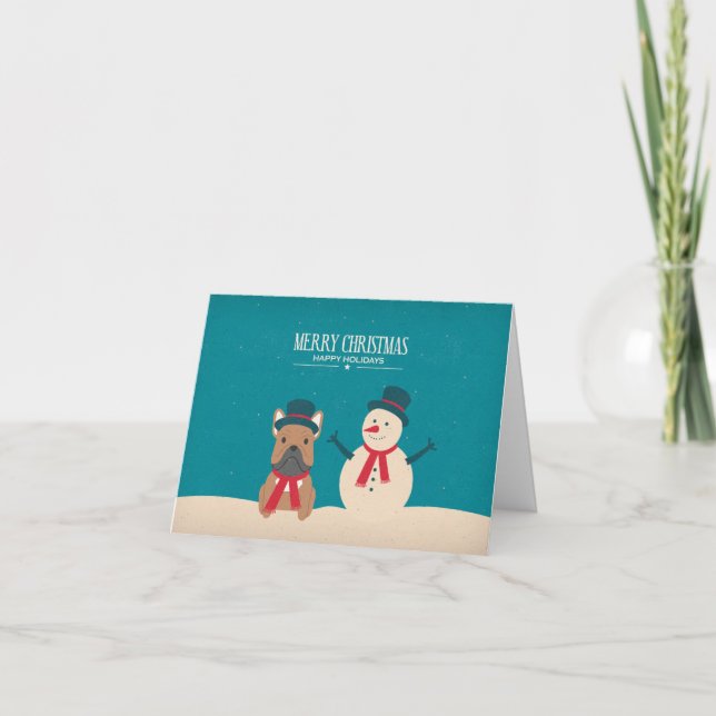 Carte vintage SNORT Frenchie Christmas (Devant)