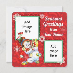 Carte vintage Snowman Plat Avec Ajouter Ses Propre