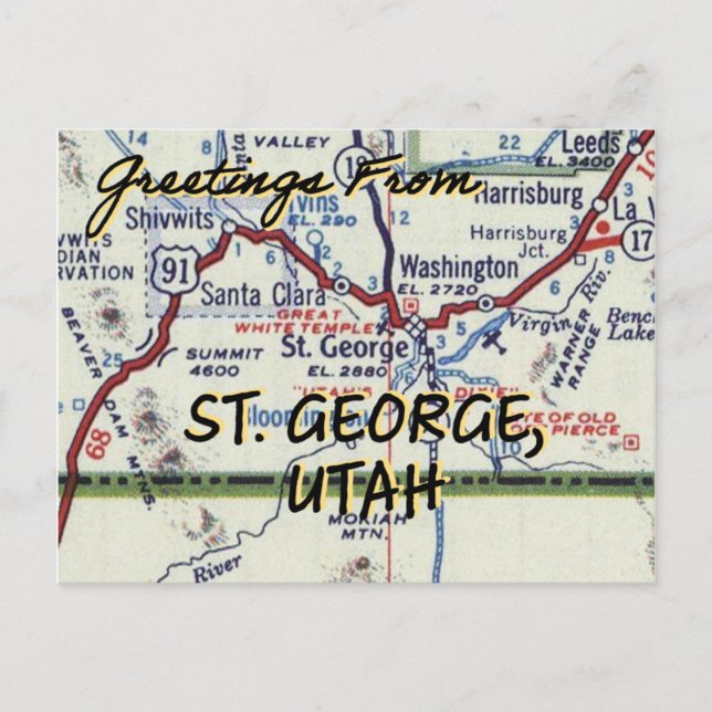 Carte Vintage St. George Utah (Devant)
