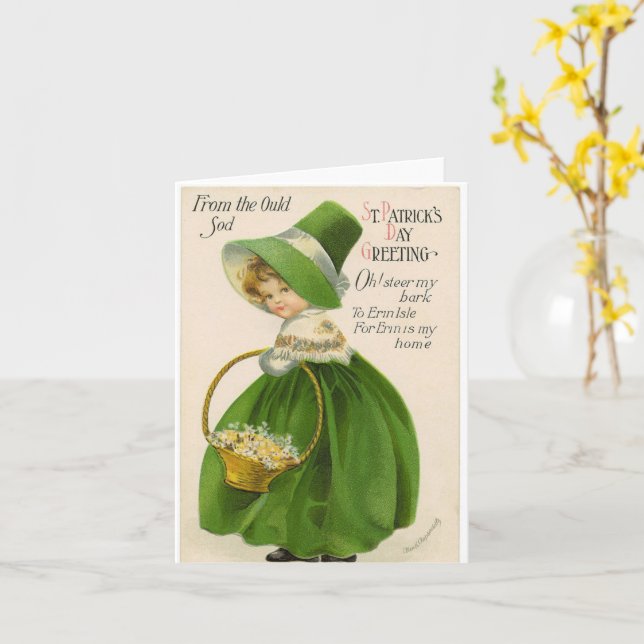 Carte Vintage St Patrick's Day (Fleur jaune)
