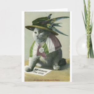 Carte Vintage Suffragette Cat,