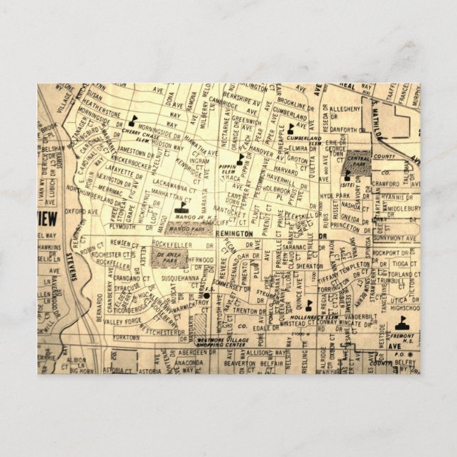 Carte Vintage Sunnyvale, CA (Devant)