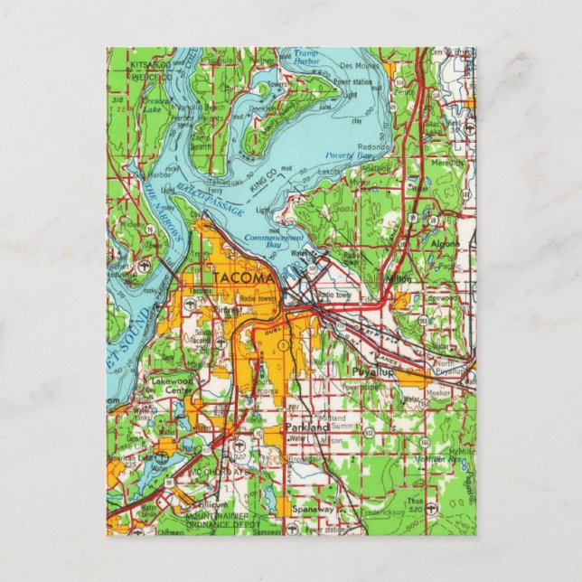 Carte Vintage Tacoma Washington (Devant)