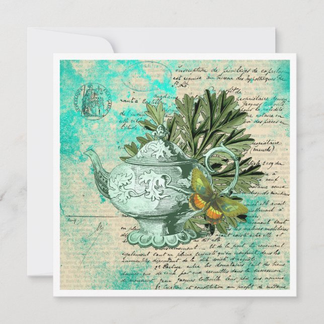 Carte vintage Teapot & Ephemera Collat (Devant)