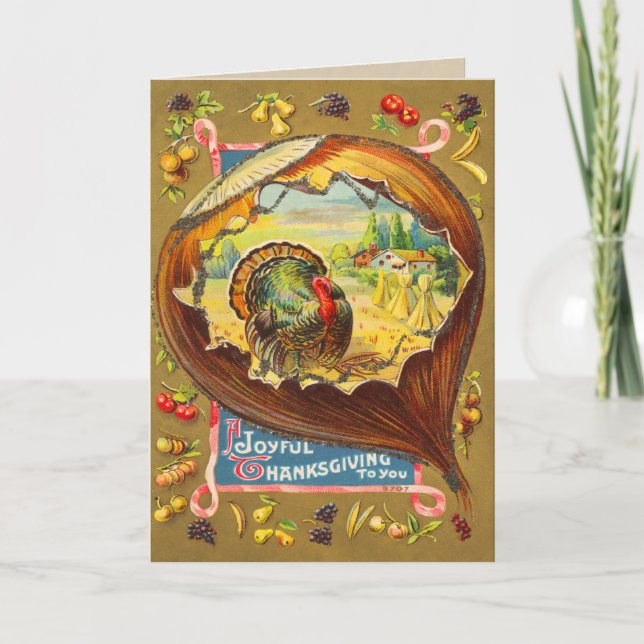 Carte Vintage Thanksgiving Turkey (Devant)