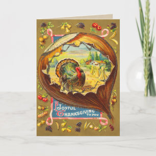 Carte Vintage Thanksgiving Turkey