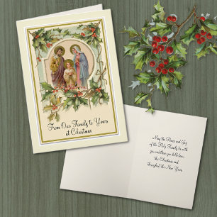 Carte Vintage traditionnelle catholique Noël Sainte fami