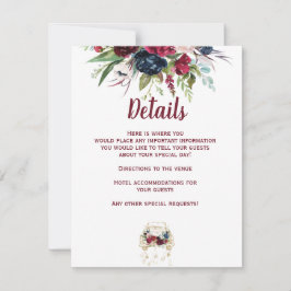 Carte vintage Truck Burgundy Mariage Détails