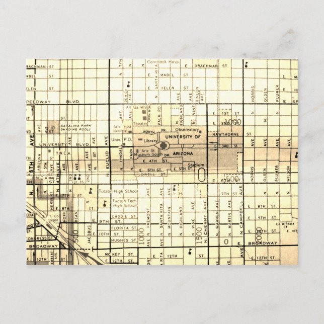 Carte Vintage Tucson, AZ (Devant)
