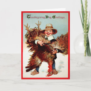 Carte vintage Turquie Thanksgiving Holiday Card