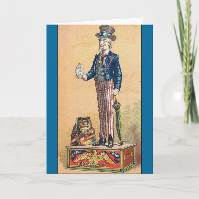 Carte Vintage Uncle Sam Coin Bank (Devant)